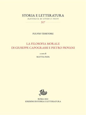 cover image of La filosofia morale di Giuseppe Capograssi e Pietro Piovani